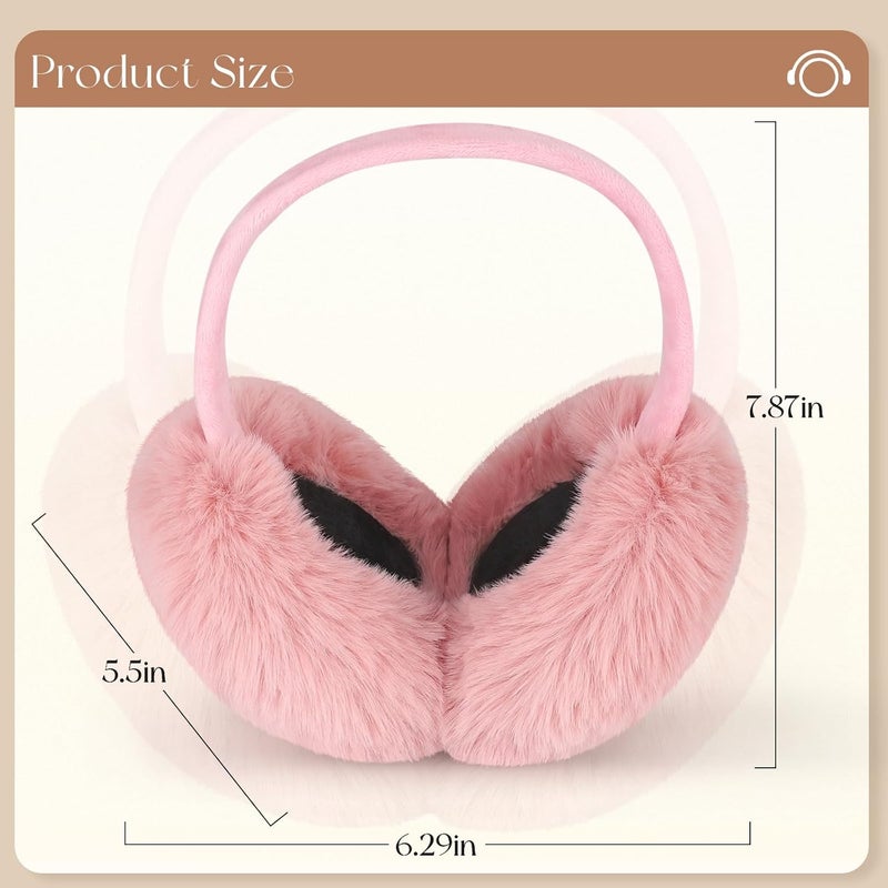 Lainlight Store Earmuffs for Women Winter Warm Foldable Ear Muffs Faux Fur Cute Fuzzy Ear Warmers for Girls Women - Image 2